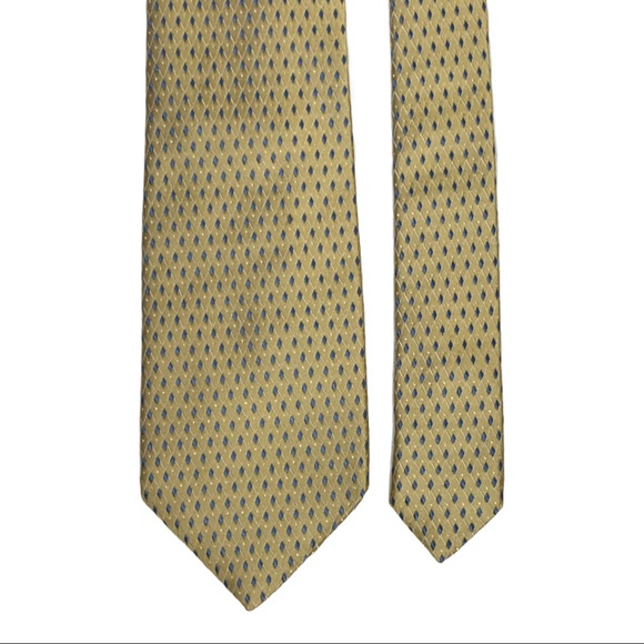Giorgio Armani Gold and Blue Patterned Silk Tie - Picture 4 of 10